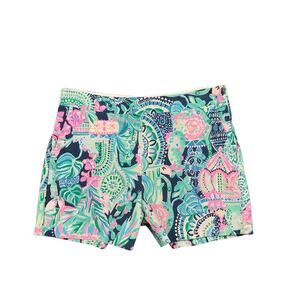 Lilly Pulitzer Shorts Womens 4 Malie Lookin Sharp Print Seersucker Side Zip